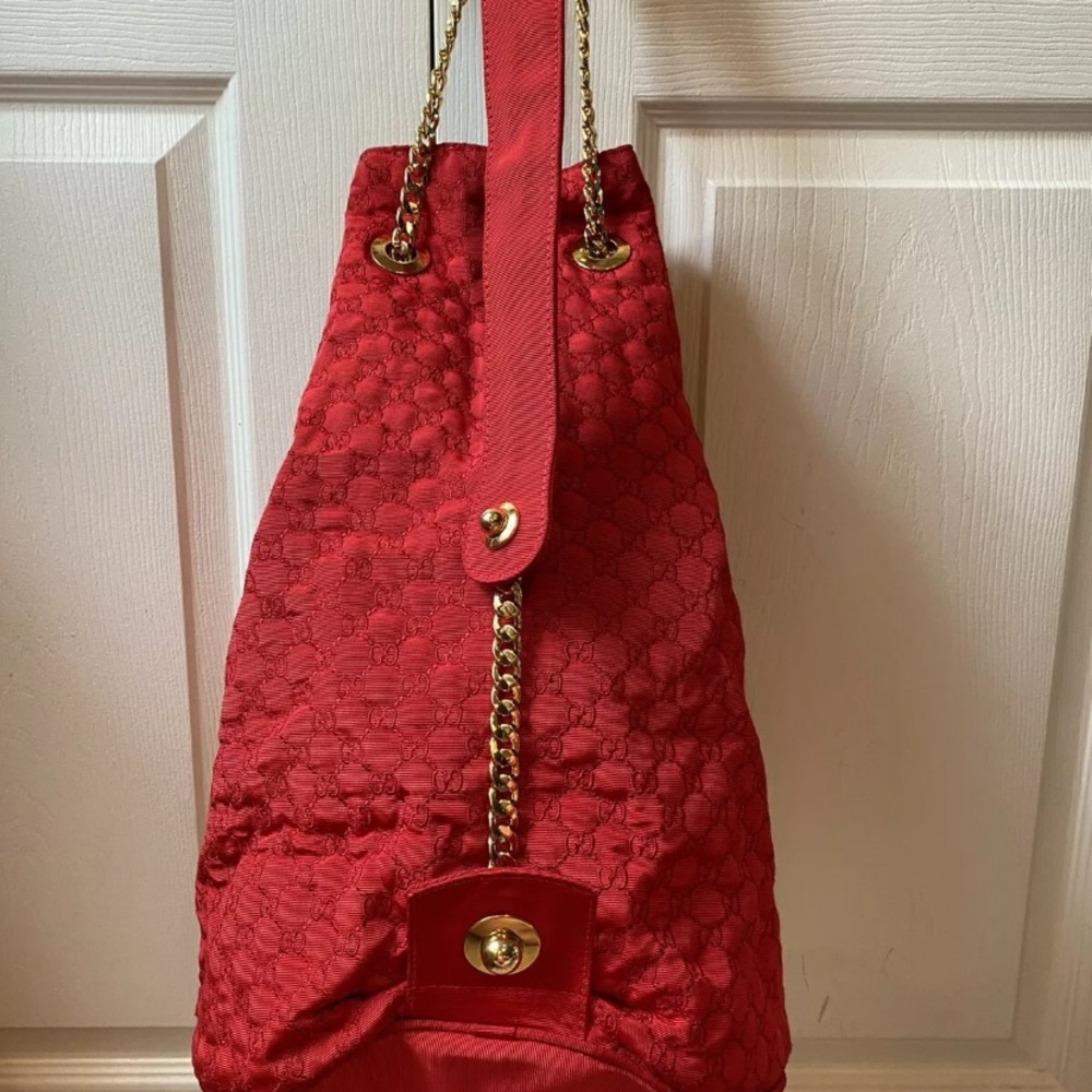 Rare Red Gucci Embroidered Backpack - Picture 8 of 11